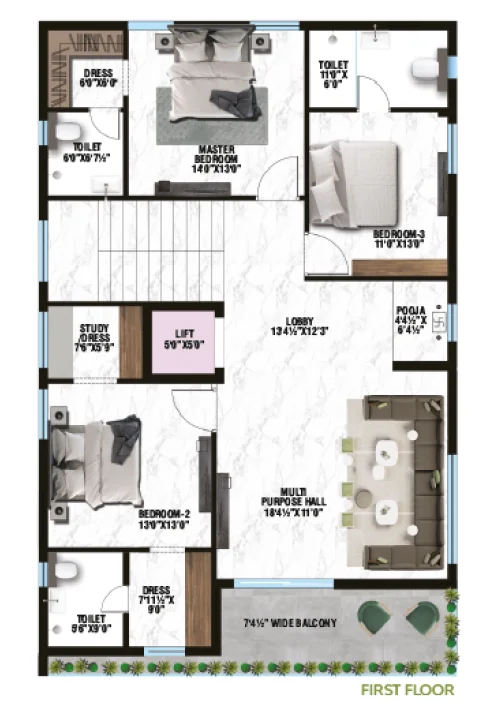 East-Facing Villas in Adibatla – First Floor Design | The Square | Jaykay Infra