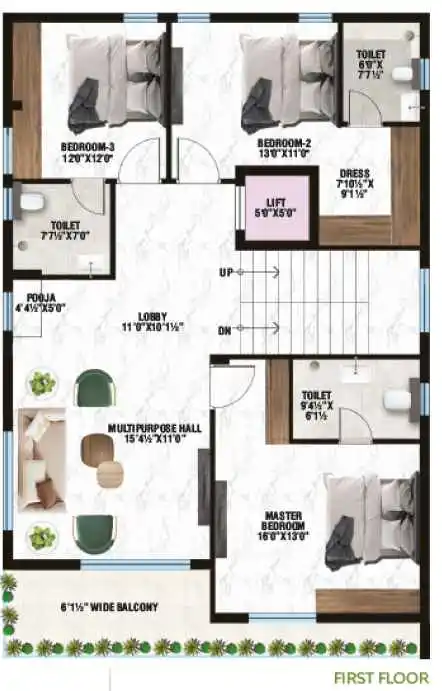 West-Facing Villas in Adibatla – First Floor Overview | The Square | Jaykay Infra